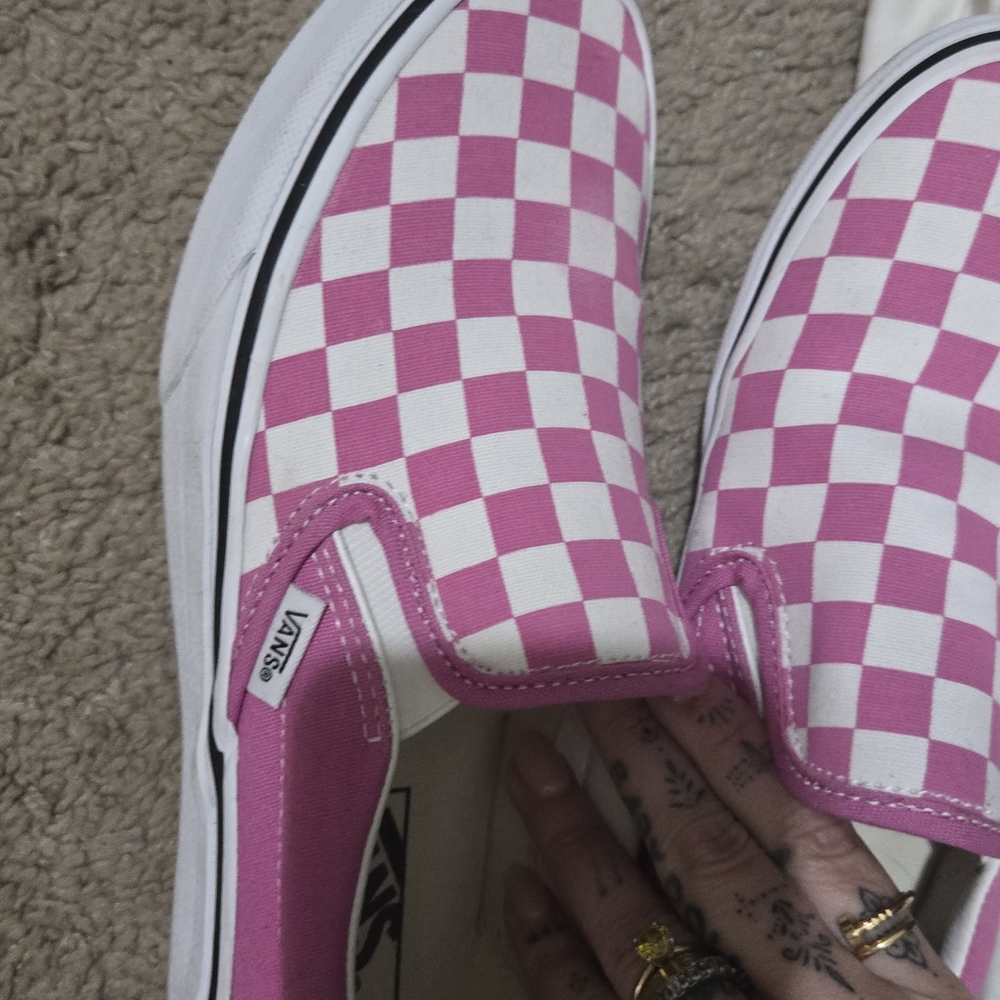 Vans Pink Checkered Slip-On Sneakers
